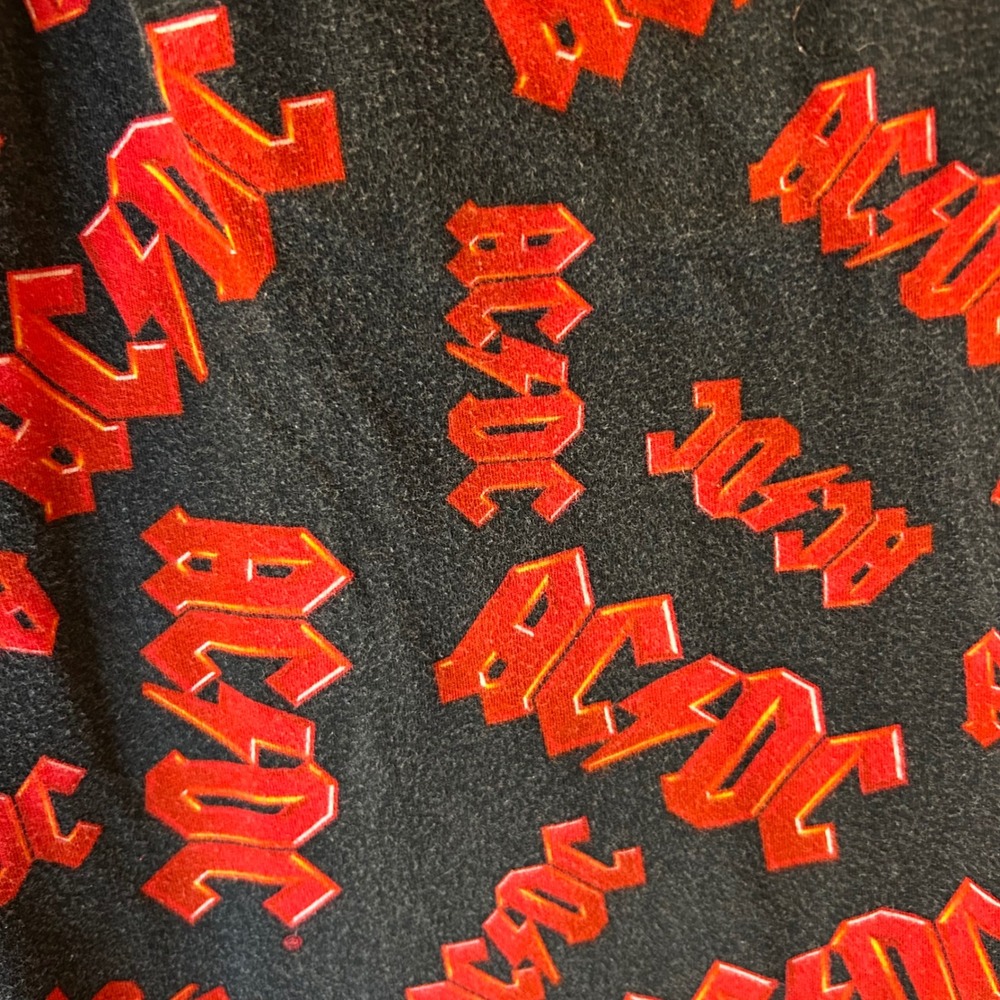 AC/DC Rockware Mens XL 34W Lounge Pants Black All Over Print Logo Cotton Pajamas